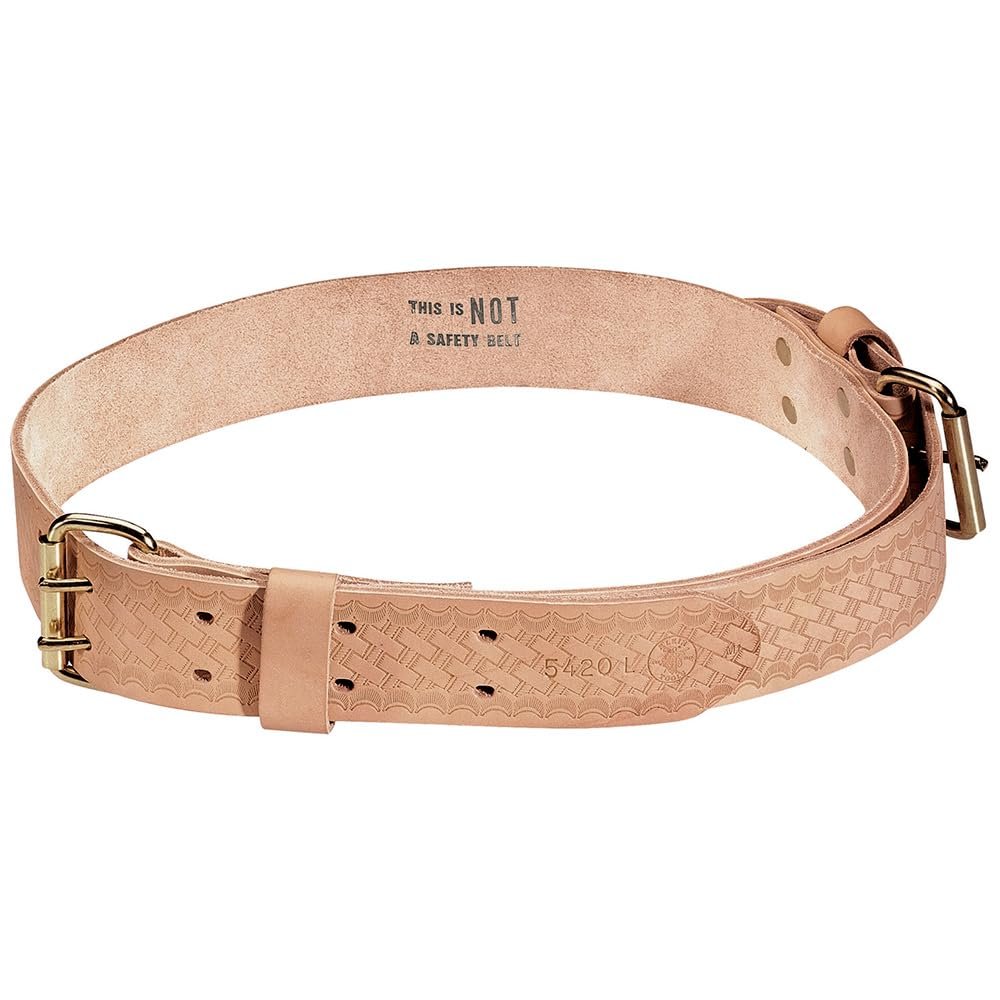 Klein Tools 5420S Tool Belt, Heavy-Duty Rugged Leather Ironworker Belt, Small