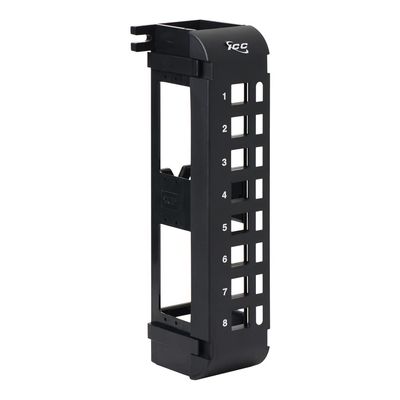 ICC 8 Port Blank Keystone Patch Panel with 89U Wall Mount Bracket, Works with Wide and Slim Profile Keystone Jacks (Sold Separately), UL Listed, Black, IC107BP8VB