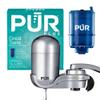 PUR PLUS Vertical Faucet Mount Water Filtration System, Lead-Reducing Filter, Great-Tasting Water, Easy Install, Lasts 100 Gallons, Compatible with Sinks with External Aerators, Chrome view 1
