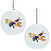 Set of 2 Blue Airplane Biplane (not plane shaped) Solid Ceramic Fan Pulls view 1