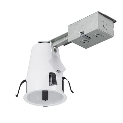 HALO 4-Inch Recessed Lighting Housing, Non-IC Air-Tite Remodel Can Light, E26 Traditional Socket-Based for Incandescent or LED Retrofit, 120V Shallow Ceiling Light for Kitchen, Bath, Office - H99RTAT