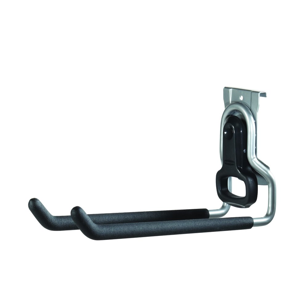 Rubbermaid FastTrack Rail Garage Organization Multi-Purpose Hook 50 lbs Capacity Satin Nickel Wall Mounted Storage System Direct Mount into FastTrack Garage Rail for Home/Garage Organization