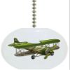 Green Airplane Biplane Solid Ceramic Fan Pull view 1