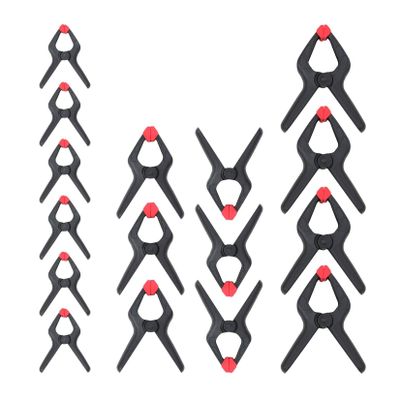 WORKPRO 16-Piece Nylon Spring Clamp Set-4pc 6-1/2", 6pc 4-1/2" , 6pc 3-3/8", for Woodworking, Photography Studios and DIY Works, Black