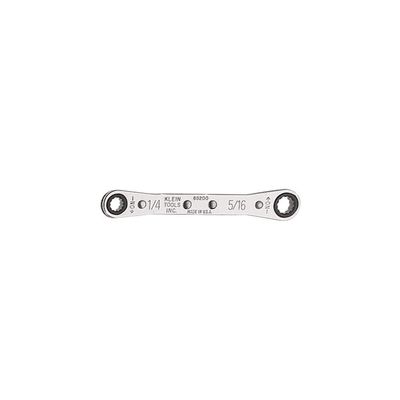 Klein Tools 68200 Ratcheting Box Wrench, Made in USA, 1/4-Inch x 5/16-Inch with Reverse Ratcheting and Chrome Plated Finish