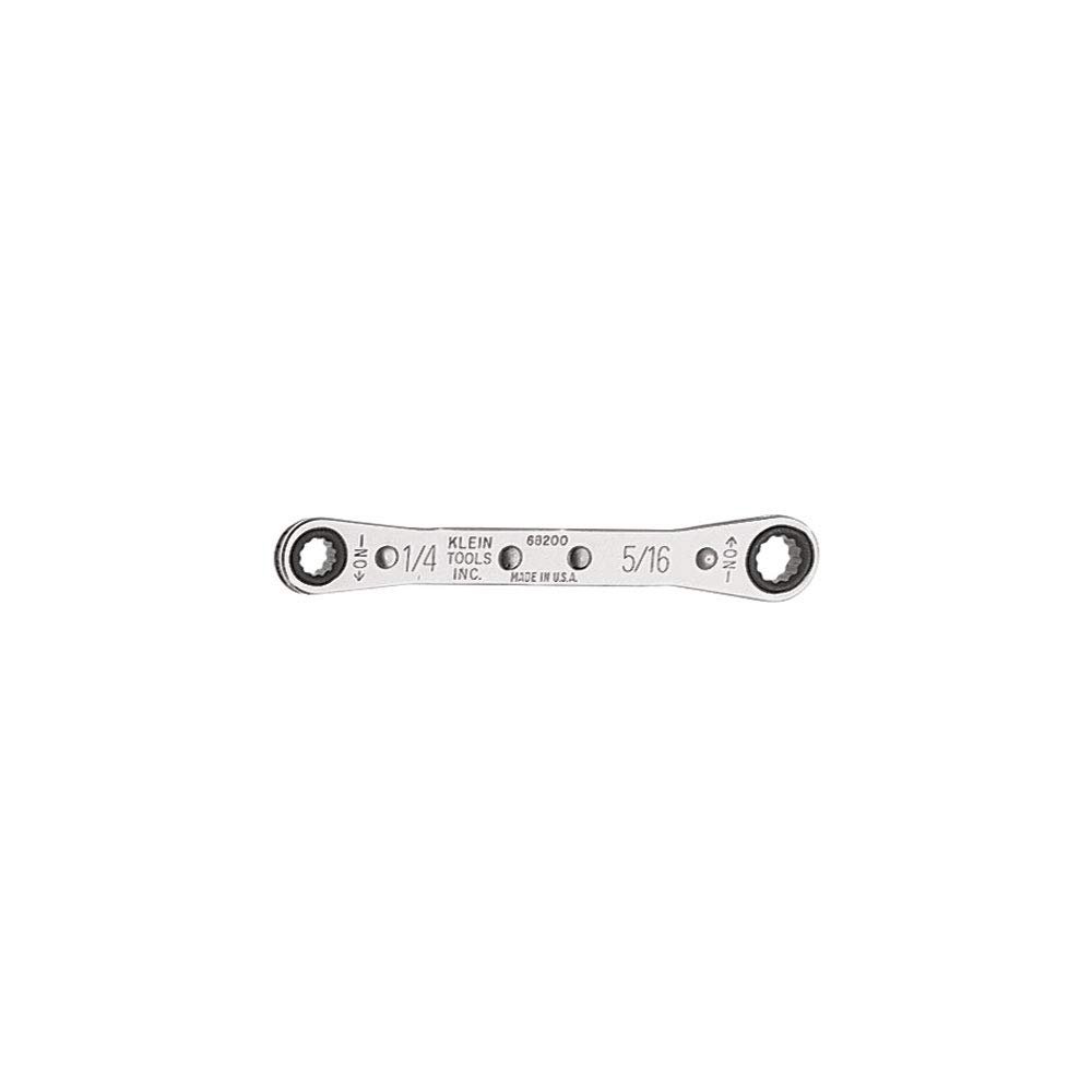 Klein Tools 68200 Ratcheting Box Wrench, Made in USA, 1/4-Inch x 5/16-Inch with Reverse Ratcheting and Chrome Plated Finish
