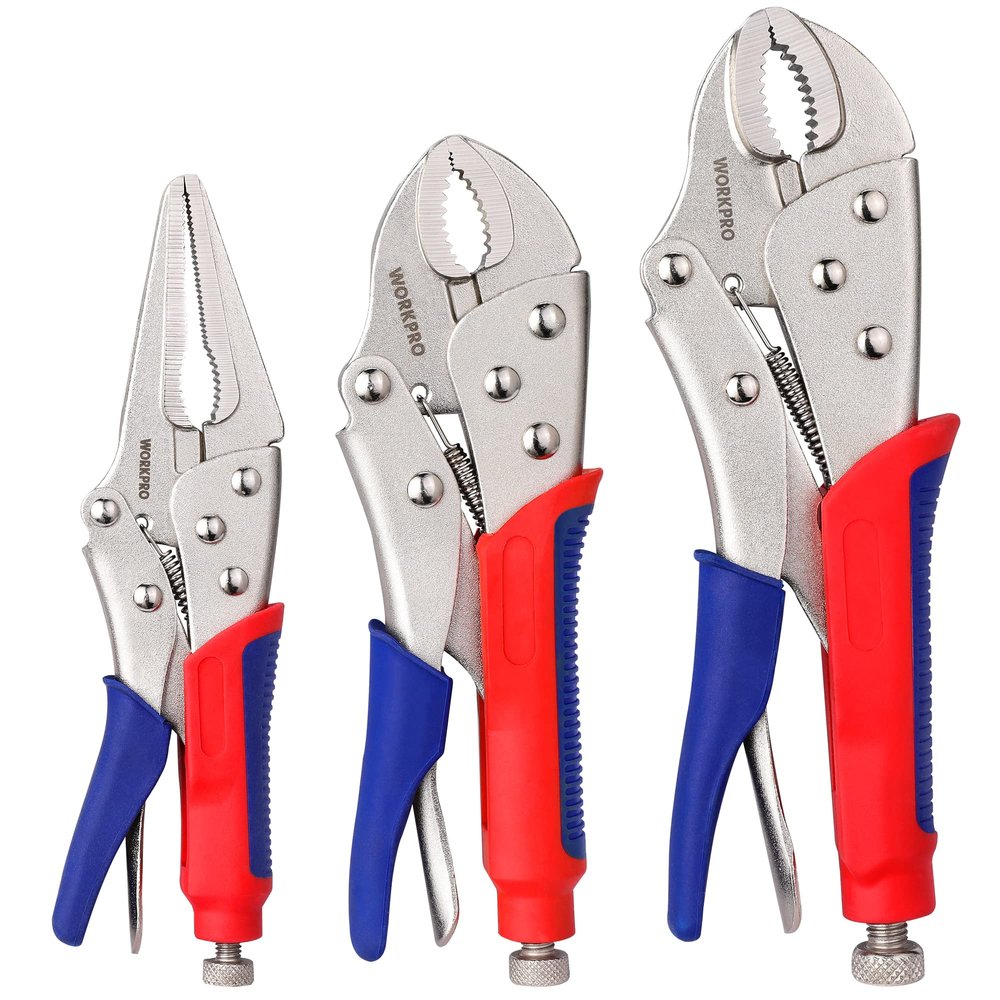 WORKPRO 3-Piece Locking Pliers Set, Heavy-Duty Cr-V Steel