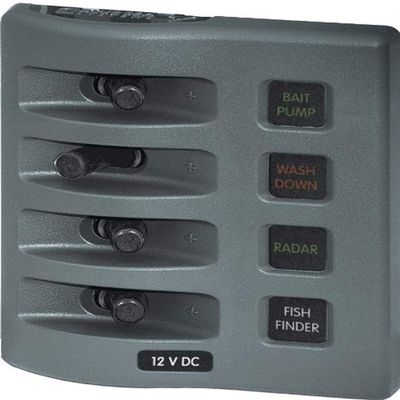 Blue Sea Systems 4304 Panel WD DC 12V Fused 4 POS Gry