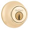Kwikset 660 Deadbolt Deadbolt Lock, Polished Brass Round Exterior Keyed Front Entry Door, Single Cylinder Dead Bolt view 1