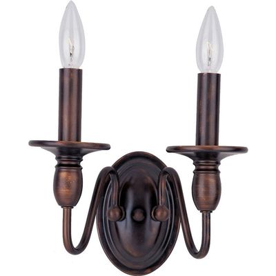 Maxim Towne 2 Light Candle Style Wall Sconce with Oil Rubbed Bronze Finish and Marble Glass
