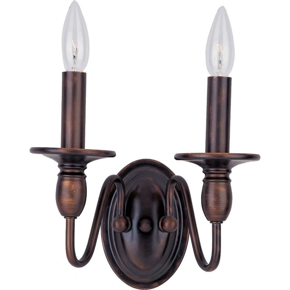 Maxim Towne 2 Light Candle Style Wall Sconce with Oil Rubbed Bronze Finish and Marble Glass