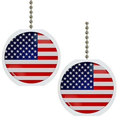 Set of 2 American Flag Solid Ceramic Fan Pulls