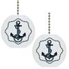 Set of 2 Anchor with Chain Border Nautical Solid Ceramic Fan Pulls view 1