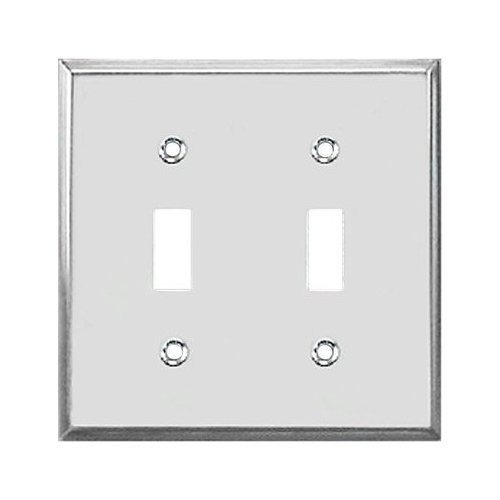 Creative Accents Toggle Wall Plate Chrome Steel 2 Gang Ul Carded