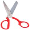 Mundial 8-Inch Industrial Forged Bent Trimmer Dressmaker Scissors, Micro-Serrated Carbon Steel Blades, Nickel-Plated, Ergonomic Red Handles view 2