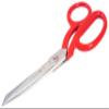Mundial 8-Inch Industrial Forged Bent Trimmer Dressmaker Scissors, Micro-Serrated Carbon Steel Blades, Nickel-Plated, Ergonomic Red Handles view 3