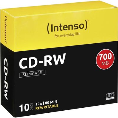 Intenso CD-R 80-Minute 700 Mb 12X Speed Re-Writable CD Media Slim Jewel Case (Pack of 10)