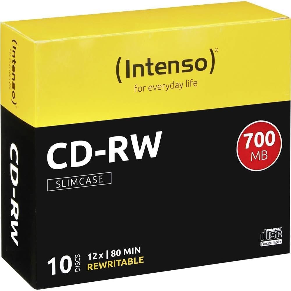 Intenso CD-R 80-Minute 700 Mb 12X Speed Re-Writable CD Media Slim Jewel Case (Pack of 10)