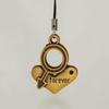 Love is Forever Heart-Shaped Pendants, Cell Phone Charms w/Dust Plugs, His & Her Couples Charm - 3 Pcs view 3
