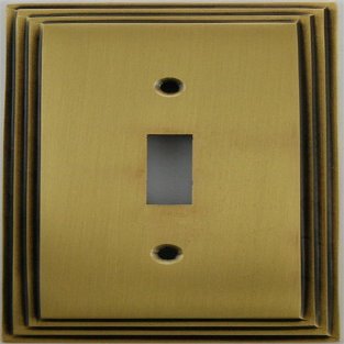 Deco Step Style Antique Brass 1 Gang Toggle Switch Wall Plate
