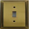 Deco Step Style Antique Brass 1 Gang Toggle Switch Wall Plate view 1
