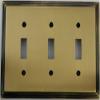 Deco Step Style Antique Brass 3 Gang Toggle Switch Wall Plate view 1