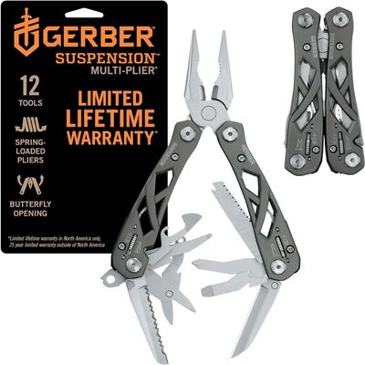 Gerber Suspension NXT 15-in-1 EDC Multitool, Pliers w/ Pocket Knife, Grey