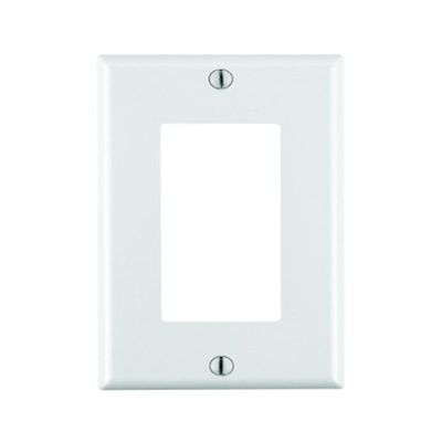 Leviton 1-Gang Decora/GFCI Wallplate, Standard Size, Thermoset, Device Mount, 80401-W, White