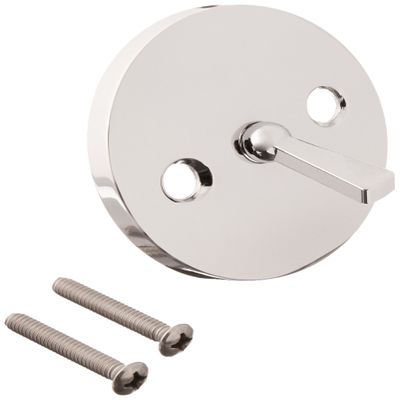 LASCO 03-1409 Bathtub Trip Lever Plate with Screws Oversized Style, Chrome Plated