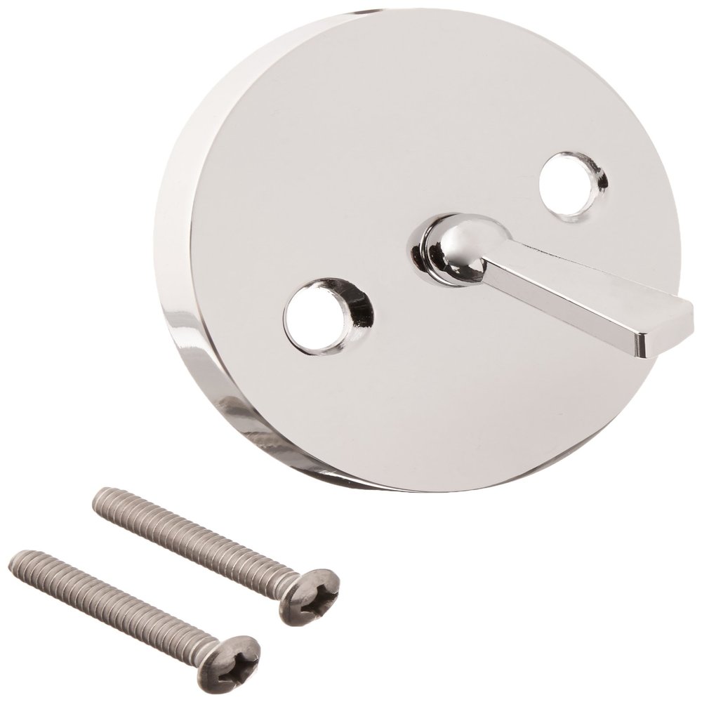 LASCO 03-1409 Bathtub Trip Lever Plate with Screws Oversized Style, Chrome Plated