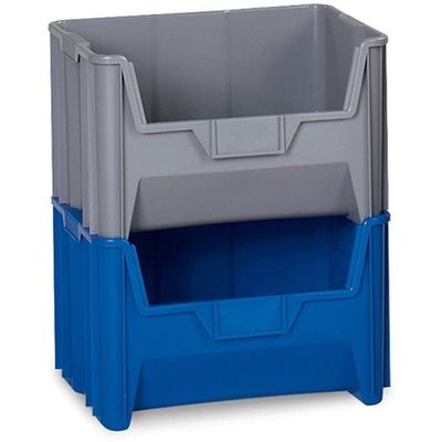 Quantum Giant Stacking Bins - 19-7/8x15-1/4x12-7/16" - Blue - Lot of 3