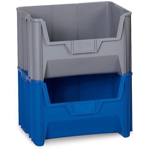 Quantum Giant Stacking Bins - 19-7/8x15-1/4x12-7/16" - Blue - Lot of 3