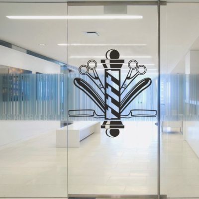 Barber Symbol Die-Cut Decal Shop Window Wall Sticker Hair Salon Signboard Barber Shop Scissors Decor