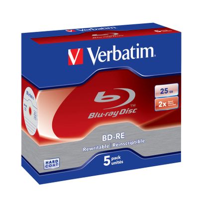 Verbatim BD-RE 25GB 2X with Branded Surface - 5pk Jewel Case