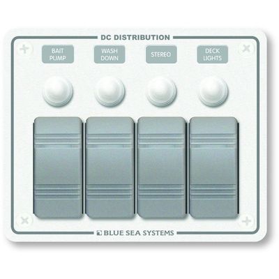 Blue Sea Systems 8272 Contura Water Resistant 12V DC Circuit Breaker Panel - White 4 Position