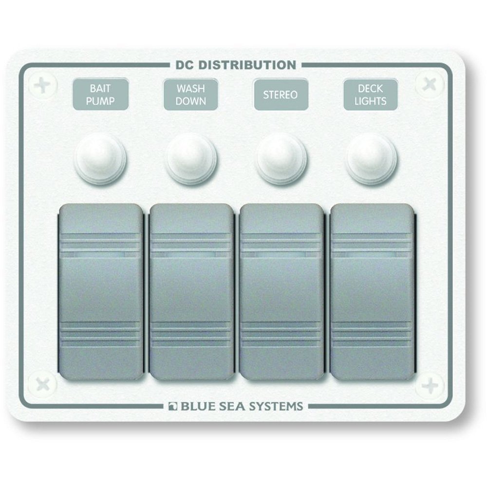 Blue Sea Systems 8272 Contura Water Resistant 12V DC Circuit Breaker Panel - White 4 Position