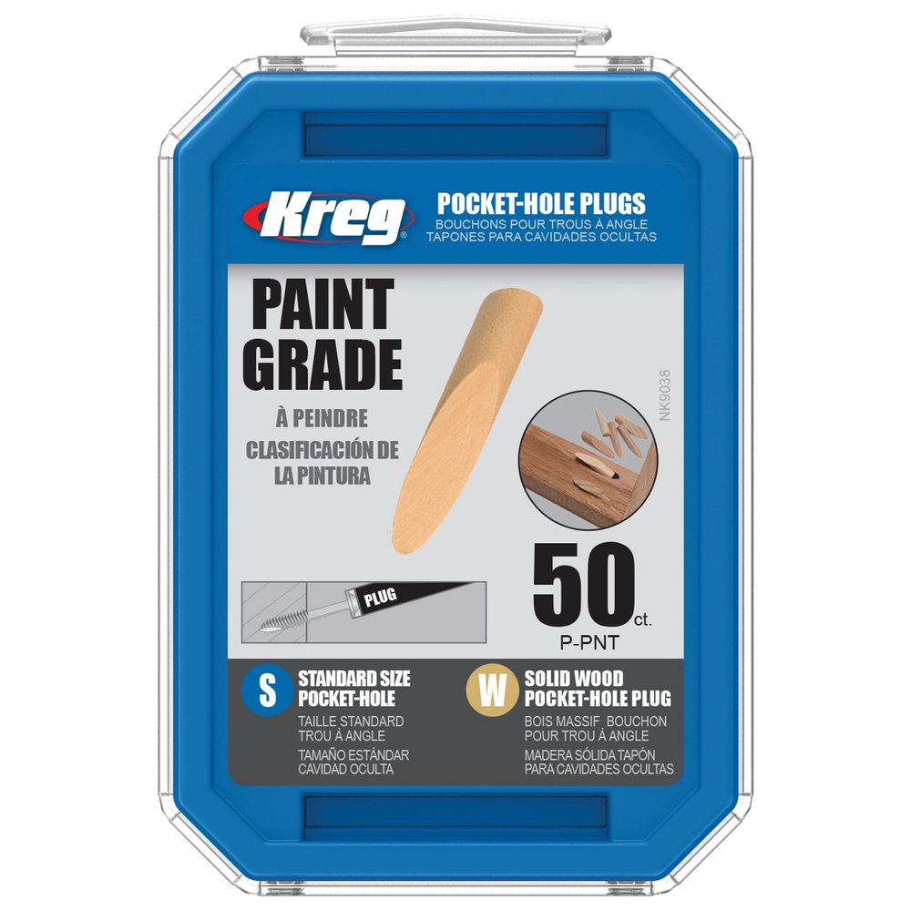 Kreg Solid-Wood Pocket-Hole Plugs, Paint Grade, P-PNT, 50 Count.