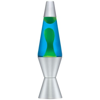 Lava Lite 2124 the Original 14.5-Inch Silver Base Lamp with Yellow Wax in Blue Liquid