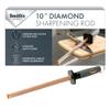 Smith's 3001 10 Oval Diamond Sharpening Steel Rod  Grey  Oval Design  Rubber Grip Handle  Plastic Sharpening Tip view 1
