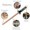 Smith's 3001 10 Oval Diamond Sharpening Steel Rod  Grey  Oval Design  Rubber Grip Handle  Plastic Sharpening Tip view 3