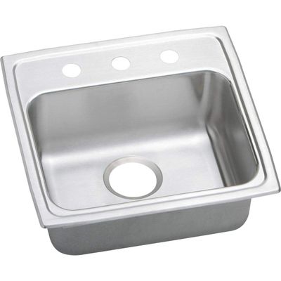 Elkay LRADQ1919653 18 Gauge Stainless Steel 19.5" x 19" x 6.5" Single Bowl Top Mount Kitchen Sink,