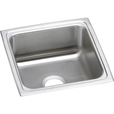 Elkay LFR1717 18 Gauge Stainless Steel 17" x 17.5" x 7.625" Single Bowl Top Mount Kitchen Sink