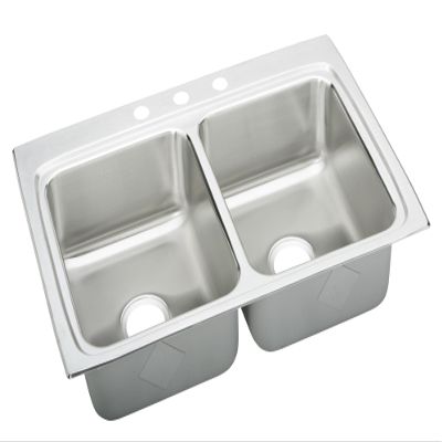 Elkay LRAD3322601 Lustertone Classic Stainless Steel 33" x 22" x 6" Equal Double Bowl Drop-in ADA Sink