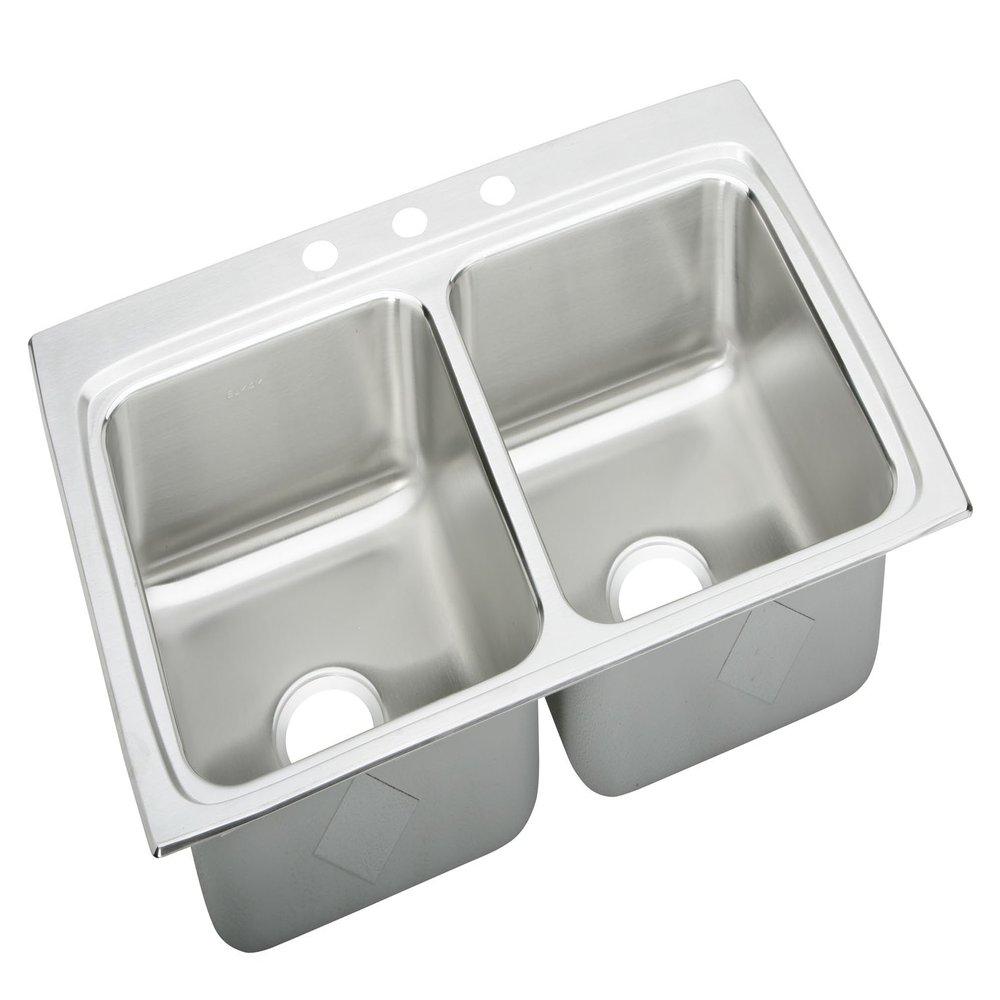 Elkay LRAD3322601 Lustertone Classic Stainless Steel 33" x 22" x 6" Equal Double Bowl Drop-in ADA Sink