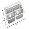 Elkay LRAD3322601 Lustertone Classic Stainless Steel 33" x 22" x 6" Equal Double Bowl Drop-in ADA Sink view 2