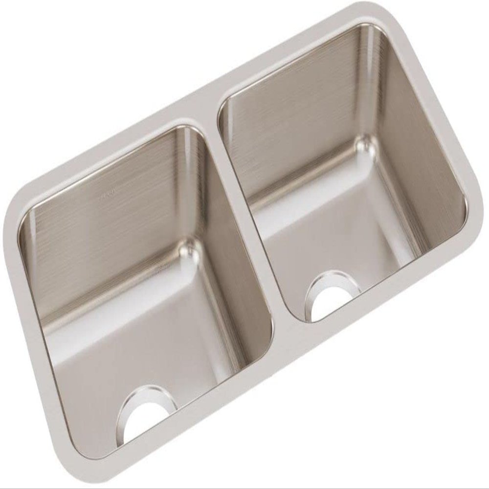 Elkay Lustertone ELUH3116 Equal Double Bowl Undermount Stainless Steel Kitchen Sink