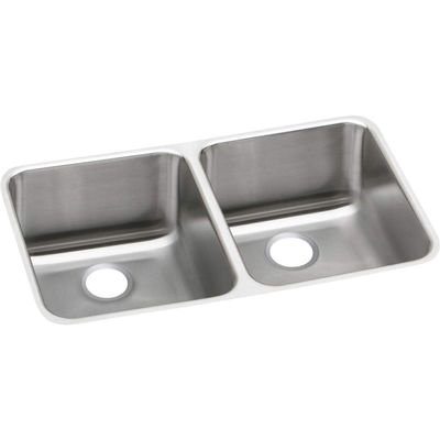 Elkay ELUH311810R Gourmet Stainless Steel Double Basin Under Mount Kitchen Sink, 30-3/4" x 18-1/2"/36"