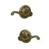 Schlage F10 V FLA 609 Flair Door Lever, Hall & Closet Passage Lock, Antique Brass view 3