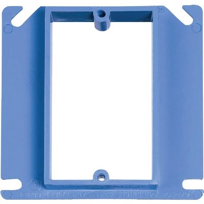 Carlon A411 Outlet Box Cover, Square, Raised, 1 Gang, 4-Inch, Blue