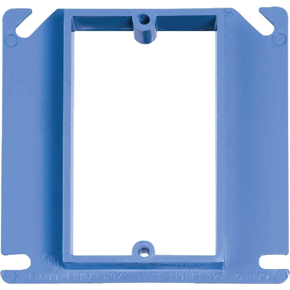 Carlon A411 Outlet Box Cover, Square, Raised, 1 Gang, 4-Inch, Blue